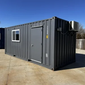 20ft 20’ Slate Gray Shiplap 120V Zeecontainer Kantoorunit Mini Split