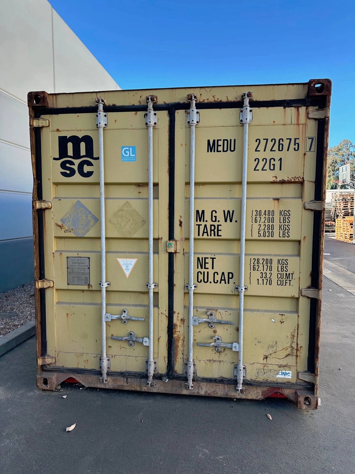 20ft Conex Shipping / Opslagcontainer – Geel/Goud – Geprijsd om te verkopen! - Afbeelding 3